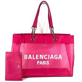 Borsa a spalla Balenciaga 741605 Mesh con pochette Duty Free grande logo