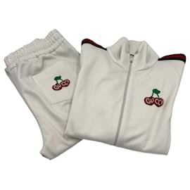 Gucci Polyester- und Baumwoll-Trainingsanzug in Off-White mit Kirsch-Logo