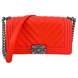 Chanel Boy Chevron Rot Ruthenium