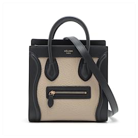 Céline Borsa tote in pelle nano nera e beige