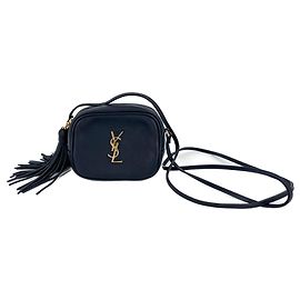 Saint Laurent Bolsa de câmera de couro azul marinho