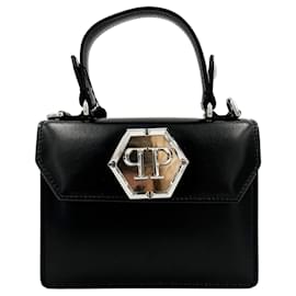 Kleine Handtasche aus Kalbsleder Hexagon Superheroin schwarz mit zwei Griffen - Philipp Plein