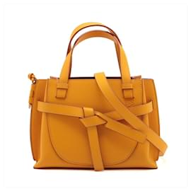 Bolso Tote de dos maneras en cuero de ternera texturizado Gate Mini - Amarillo - Loewe
