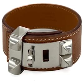 Collier de Chien Leather Bracelet T2 Palladium - Hermès