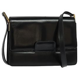 GUCCI Shoulder Bag Leather Black Gold 004 1781 0625 Auth ep8534