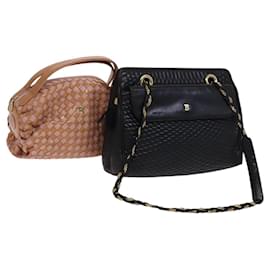 BALLY Borsa a Spalla in Pelle Trapuntata con Catena 2Set Marrone Beige Auth bs23601 - Bally
