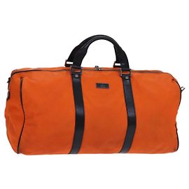 GUCCI Boston Bag Nylon Orange Black Auth BD1263