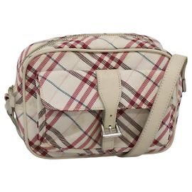 Borsa a spalla Burberry Nova Check Blue Label in nylon rosso Auth MX126