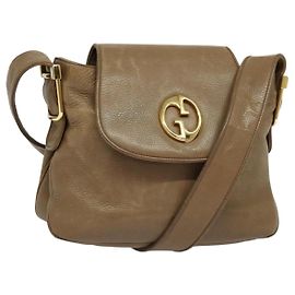 Sac à épaule GUCCI en cuir marron doré Auth ep8554