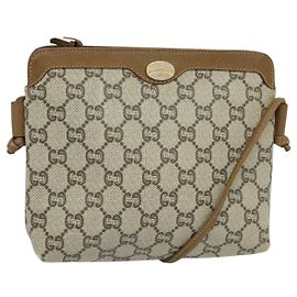 Borsa a spalla GUCCI GG Plus Supreme PVC Beige Auth ep8482