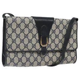 Borsa a Spalla GUCCI GG Supreme PVC Blu Navy Oro 904 02 050 Auth ep8341