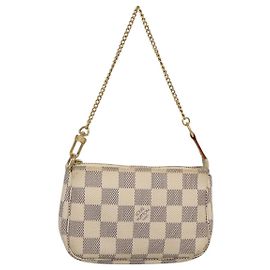 LOUIS VUITTON Mini Pochette Accessoires Damier Azur Pouch N63005 Auth KD345