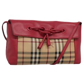 Borsa a spalla Burberry Nova Check PVC rosa beige oro Auth KD447