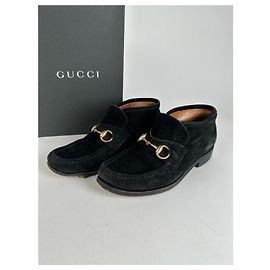 Vintage Gucci Horsebit Wildlederschuhe schwarz