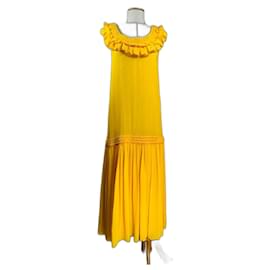 Opening Ceremony Chiffon Rüschen Maxikleid Gelb