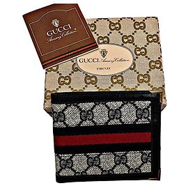 Authentic Gucci Navy Monogram GG Web Bifold Wallet