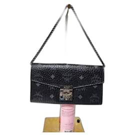 MCM Visetos Large Patricia Wallet On Chain Black/Grey