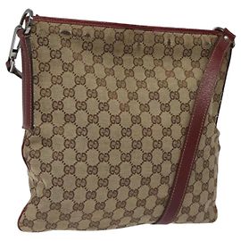 Borsa a Spalla in Tela GG GUCCI Beige Argento 113013 Auth bs24171