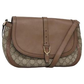 Borsa a spalla GUCCI GG Supreme PVC Beige Oro 336748 Auth 116246
