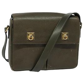 Céline Borsa a Spalla CELINE in Pelle Khaki Oro Auth KD335