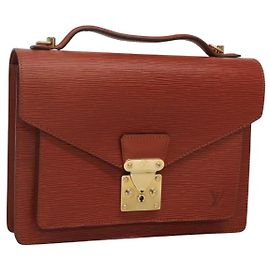 LOUIS VUITTON Epi Monceau 28 Borsa a Mano Marrone M52123 LV Auth ep8444