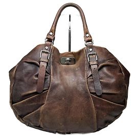 Borsa shopper in pelle vintage Marni marrone