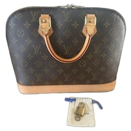 Borsa Louis Vuitton Alma PM Marrone in Tela