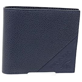 Portefeuille bi-fold en cuir Saffiano bleu marine Prada