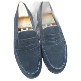 mocassino jm weston in suede nero indossato una volta 7/5F 42,5 largo