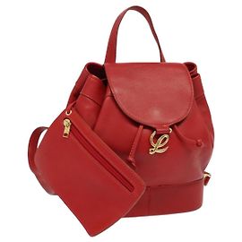 Sac à dos LOEWE en cuir rouge et or Auth sw283