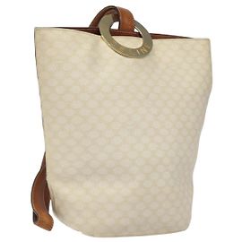 Céline Bolso de hombro de lona Macadam CELINE de PVC cuero blanco Auth 117579