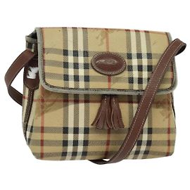 Autre Marque Borsa a spalla Burberrys Nova Check PVC Beige Marrone oro Auth BD1678