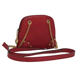 Céline Borsa a spalla con catena CELINE in pelle rossa e oro Auth 118372