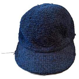 Casquette Chanel en coton bleu marine M