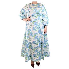 Autre Marque Maxikleid mit weiß-blauem Blumenmuster - Größe UK 14