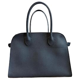 The Row Margaux 12 Handbag Dark Blue Leather - The row