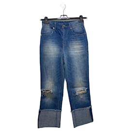 Jeans boyfriend de denim Chanel azul