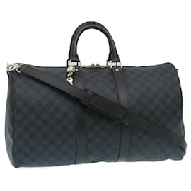 LOUIS VUITTON Borsa Boston Keepall Bandoulière 45 Damier Cobalt N41349 Auth 29189S