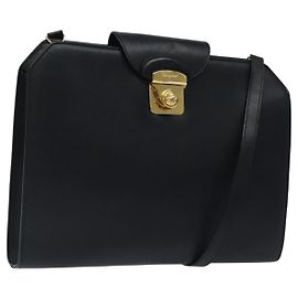 Borsa a spalla Salvatore Ferragamo in pelle nera e oro Auth 117490