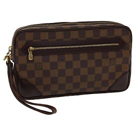 LOUIS VUITTON Clutch Marly Dragonne GM Damier Ebene Ordine SP LV Auth 25039SA