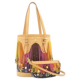 LOUIS VUITTON Monogramm Multicolor Eimerfransen Tasche Schwarz M40110 Auth 25649S