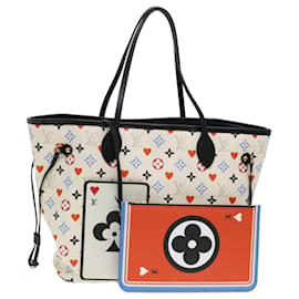 LOUIS VUITTON Monogram Game Neverfull MM Borsa Tote Bianca M57462 LV Auth 38983S