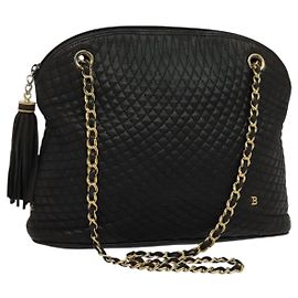 Borsa a spalla BALLY in pelle nera Auth 117884