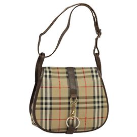 Autre Marque Borsa a Spalla Burberrys Nova Check in Tela Beige Oro Auth 117545