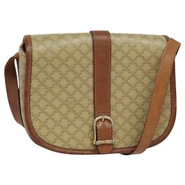 Céline Borsa a spalla in tela Macadam CELINE PVC beige oro Auth 118209