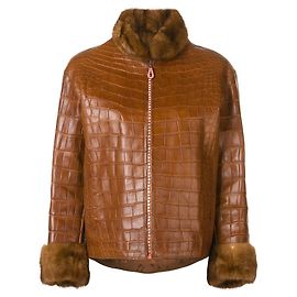 Autre Marque Braune Krokodillederjacke Carlo Tivioli
