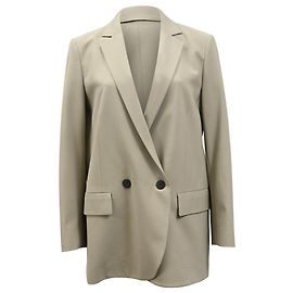 Blazer de doble botonadura en lana verde de Theory