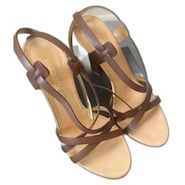 Sandali Dsquared2 con cinturino alla caviglia in pelle marrone