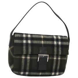 Autre Marque Borsa a spalla Burberrys Nova Check Blue Label in lana khaki argento autentica 116541