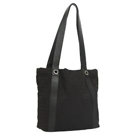 Bulgari Borsa a spalla BVLGARI Logo mania in nylon nero e argento Auth bs24412